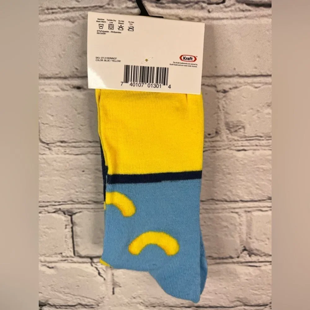 Crazy‎ Sock Mac & Cheese Novelty Print Crew One Pair Men's Shoe 6-12 Blue NEW